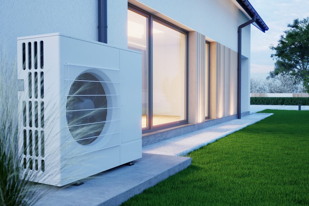 Air,Heat,Pump,Beside,House,,3d,Illustration